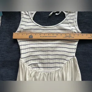 Free People White Maxi Midi Dress with Black Stripe Bodice thumbnail 8