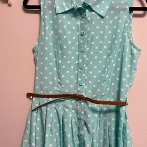 Forever 21 Teal Poka dot Dress thumbnail 3