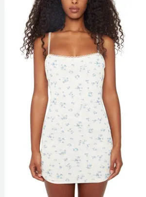 NWOT Danielle Guizio dainty blue floral mesh mini dress thumbnail 2