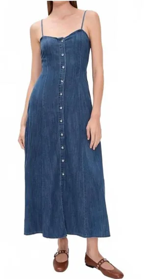 Z Supply Angel Eyes Denim Midi Dress Medium Indigo MEI NWT Size Small thumbnail 1