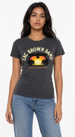 Zac Brown‎ Band Women T-Shirt Charcoal Small 2022 Tour Graphic Country Concert thumbnail 1