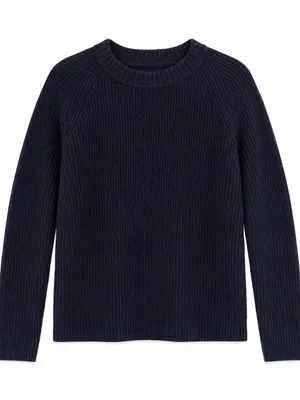 Quince Fisherman Crewneck Sweater Womens M Navy Excellent Mongolian Cashmere thumbnail 2