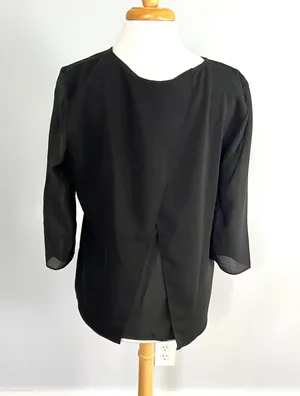 Black 3/4 Sleeve Blouse Top Shirt thumbnail 7