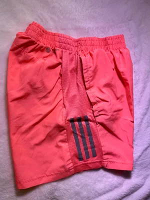 adidas Coral Pink Athletic Shorts with Dark Stripe Accents thumbnail 3