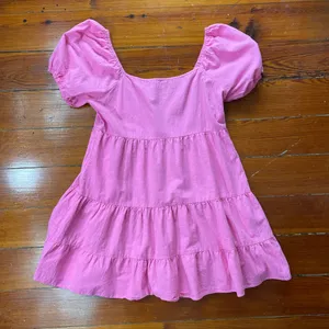 Luukse Bright Pink Tiered Babydoll Dress Puff Sleeve Cottagecore XL💛 thumbnail 7