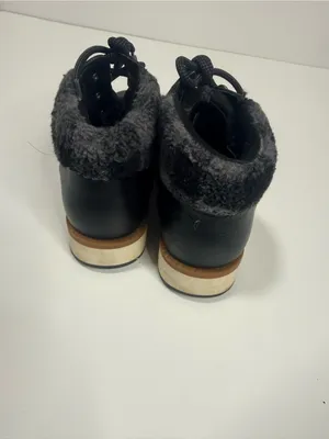 Collins Faux Fur-Lined Lace-Up Ankle Boots — Black thumbnail 2