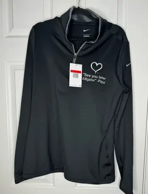 NIKE NWT Woman’s Black Golf Quarter‎ Zip Custom Embroidered Size Large thumbnail 1