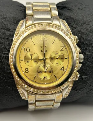 Women's Two Tone Gold Silver Crystal Bezel Chronograph Dial Watch Working thumbnail 1