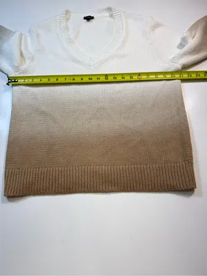 Talbots 100% Cotton Neutral Ombre V-Neck Sweater thumbnail 4