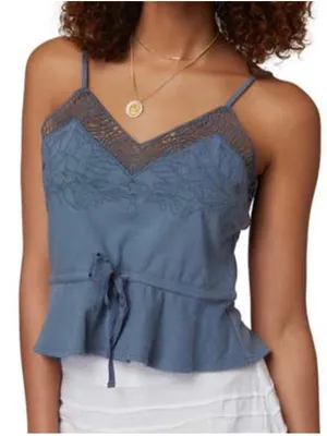 O'Neill Forest Tie Waist Knit Tank Charcoal Blue - Size: XS thumbnail 1