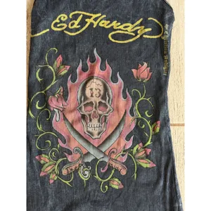 Vintage Ed Hardy Skull & Dagger Womens Graphic Tank Ribbed One Size thumbnail 8