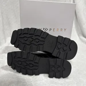 Katy Perry Combat Ankle Boots Black Floral Embossed Zip Up Chunky Womens Size 5 thumbnail 4