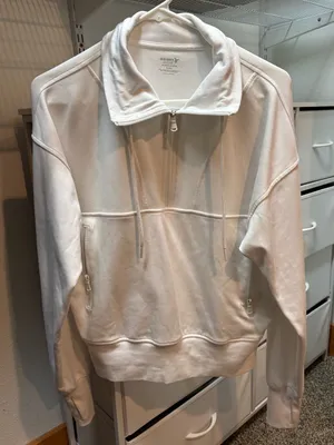 Old Navy Women's White Half-Zip Pullover Sweatshirt thumbnail 1