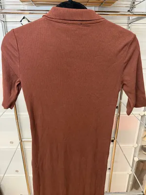 ZARA Brown Ribbed Midi Dress thumbnail 6