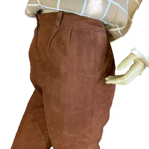 Vintage 1980'S Sienna Brown Artisan Wear Suede Pleated Trousers (Xs) thumbnail 9