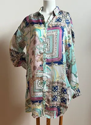 En Crême Multicolor Button Down Shirt mini dress thumbnail 1