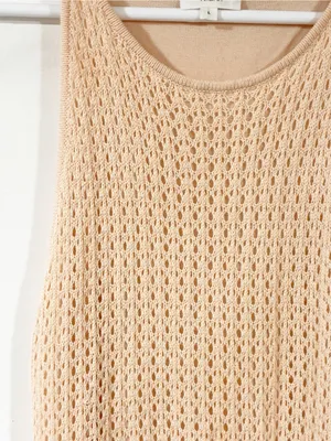 A.L.C Cream Crochet Tulled MIDI Tank Dress Size Large thumbnail 3