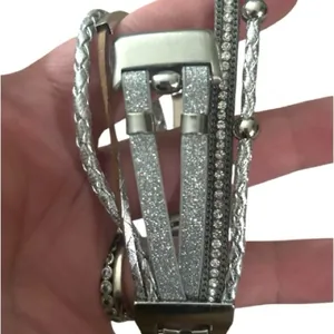 Fitbit 5 Compatible Bracelet Watchband Silver Glitter Sparkle Boho thumbnail 3