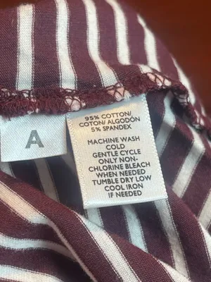 LOFT Ann Taylor Striped 3/4 Sleeve Boatneck Top Burgundy White Cotton Blend Sz M thumbnail 8