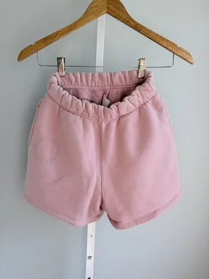 SET Active Pink French Terry Sweat Shorts Elastic Ruffle Waist Lounge USA S thumbnail 3
