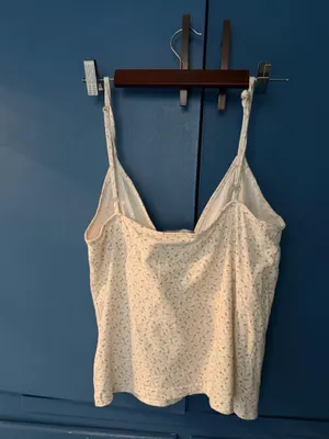 Brandy Melville Cream Colored Floral Tank Top thumbnail 4