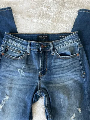 Judy Blue Relaxed Fit Jeans Medium Wash Stretch Denim Women’s sz 5/27 ^ thumbnail 3
