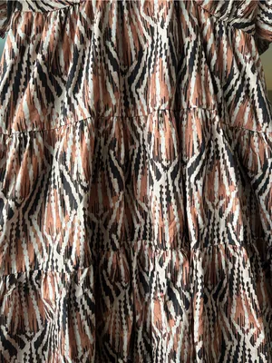 Hutch Anthropologie Brown Printed V-Neck Puff Sleeve Mini Dress Size Medium thumbnail 2
