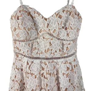 Just Me White Floral Lace Sweetheart Cocktail‎ Dress Nude Lining Small thumbnail 7