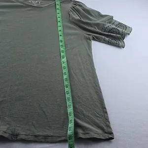 LOFT -1671 Short Eyelet‎ Sleeve Sage Green Top Medium thumbnail 4