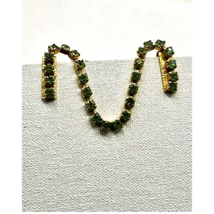 Vintage green rhinestone sweater clip thumbnail 3
