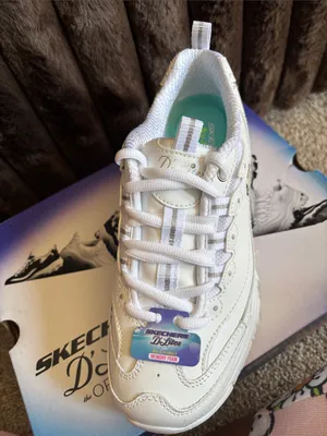 Skechers White Platform D'Lites Lace-Up Sneakers thumbnail 3