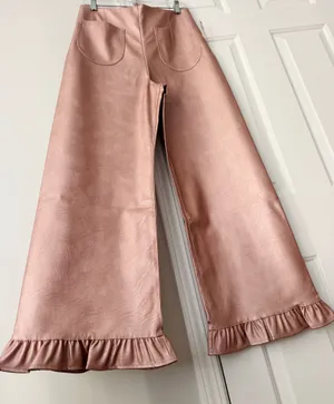 Anthropologie Maeve The Colette Metallic Ruffle-Hem Faux Leather Pants, Size 27 Tall thumbnail 9