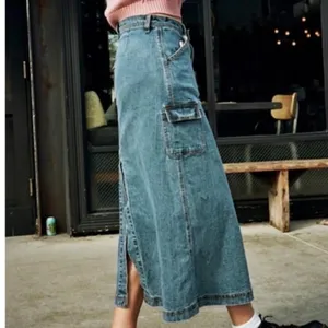 Brandy Melville J. Galt Denim Cargo Maxi Skirt Size Small Medium Wash Western Coastal Cowgirl thumbnail 10