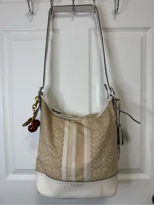 Coach Beige Signature Stripe Crossbody Bag thumbnail 1