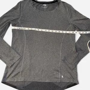 Danskin Gray Breathable Long Sleeve Workout Top with Chevron Back Design, Large thumbnail 3