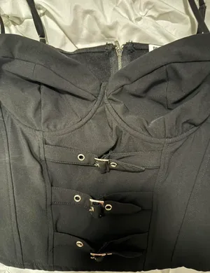 princess polly black buckle corset top thumbnail 2