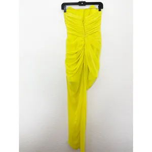 House Of CB Paloma Maxi Dress Yellow Strapless Draped Chiffon Size Small Corset thumbnail 13