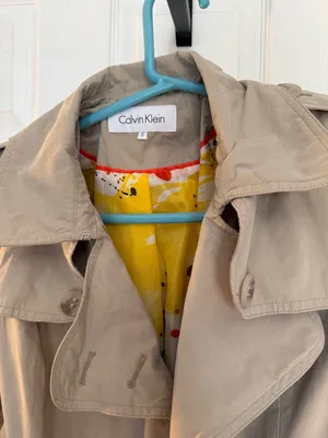 Calvin Klein Khaki Beige Trench Coat with Belt thumbnail 4