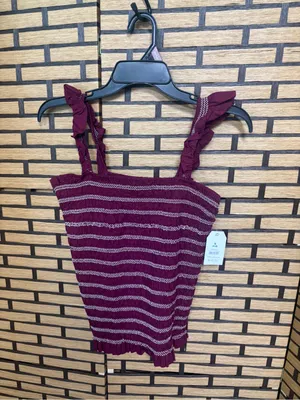 Time and tru burgundy smocked tank top size small thumbnail 3