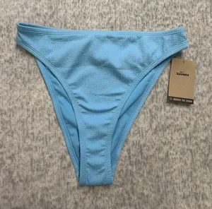 Nike Swim Women Light‎ Blue Textured Ribbed High Leg Bikini Bottom NESSD234 L thumbnail 1