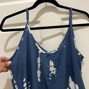 Buenos Ninos Blue & White Tie Dye Boho Wide Leg Jumpsuit thumbnail 3