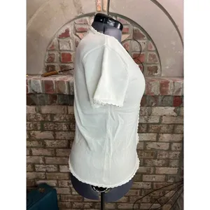 cardigan sweater white v neck scalloped trim thumbnail 6