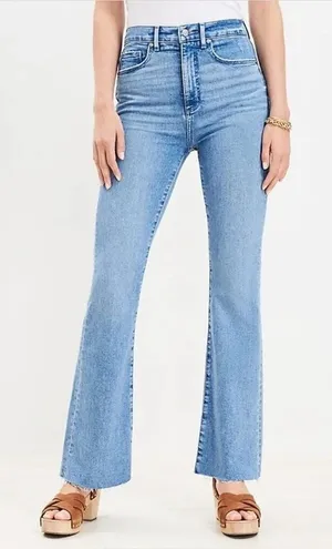 LOFT Womens High Rise Flare Jeans Raw Hem Size 27 Medium Wash Y2K Denim Fall thumbnail 1