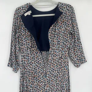 Loft Ditsy Floral Midi Dress Sz 4 Cottagecore Boho Fall Artsy Office 3/4 Sleeve thumbnail 8