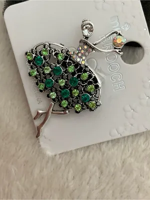 Mint Green and Silver Crystal Ballerina Brooch thumbnail 2