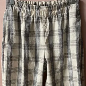 Cream Plaid Cuffed Hem Pants 26" Waist EUC thumbnail 10