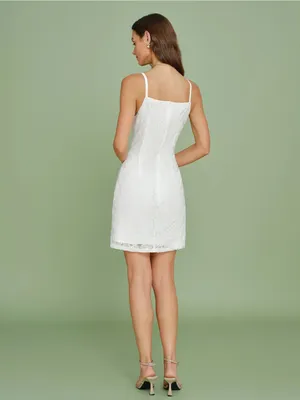 Rihoas White Textured Slip Mini Dress thumbnail 6