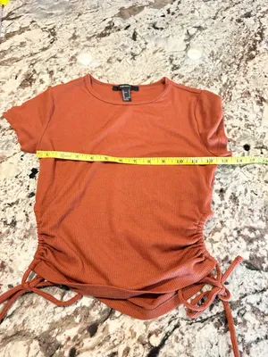 Forever 21 Rust Ribbed Ruched Drawstring Side Crop Top Small thumbnail 5