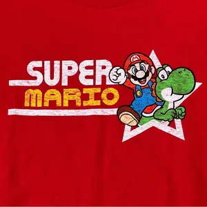 Nintendo Super Mario Long Sleeve T-Shirt Red Tee Crew Neck Video Game thumbnail 6