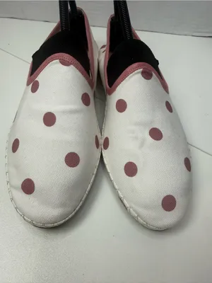 J. Crew Cream Canvas Flats with Rose Polka Dots size 8.5 thumbnail 5